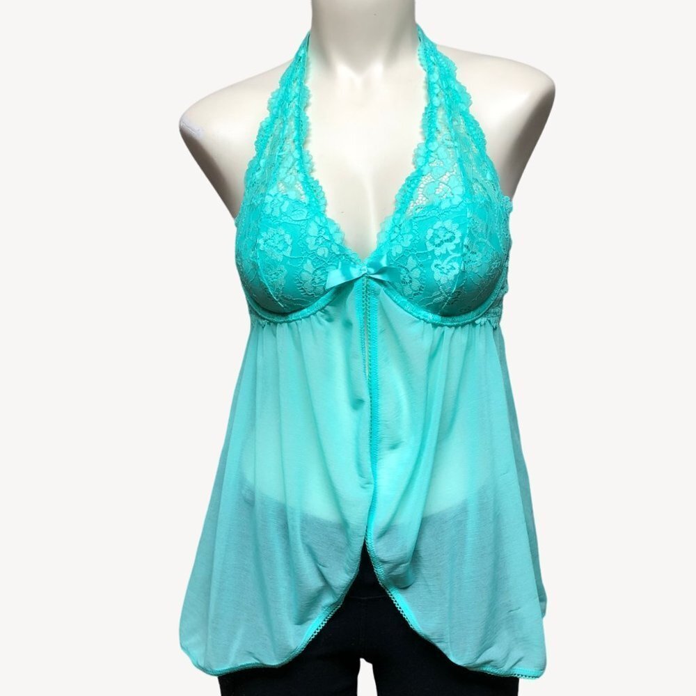 Mint Green Lace & Mesh Babydoll Small
